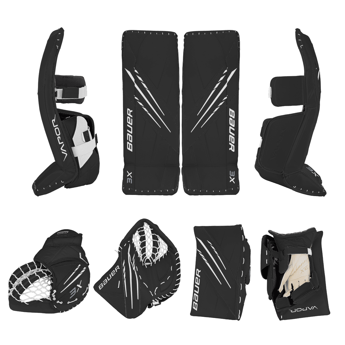 Bauer Vapor 3X Goalie Equipment - Custom Design - Intermediate Black/White Inspiration