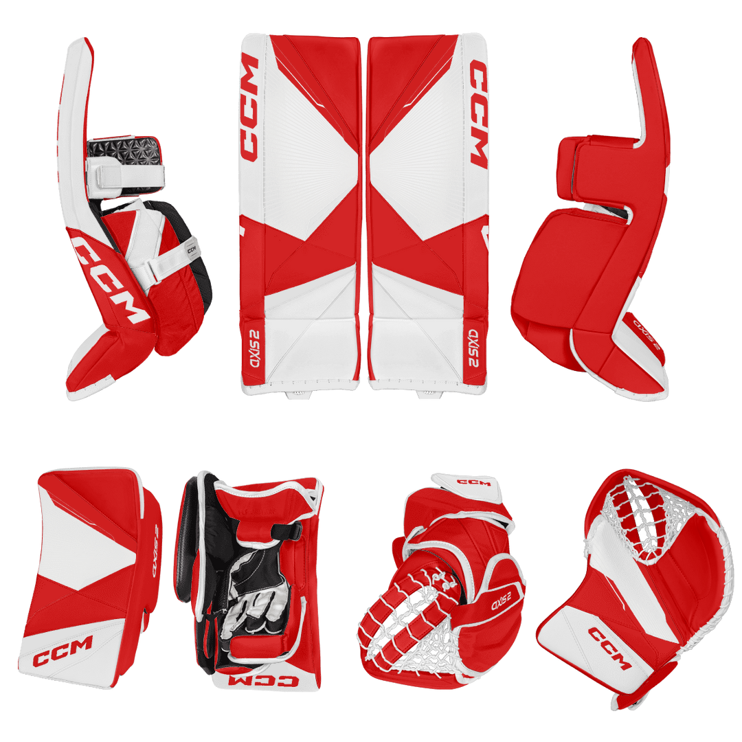 CCM Axis 2 Goalie Equipment - Total Custom - Symmetrical Custom Design - Senior Detroit Inspiration