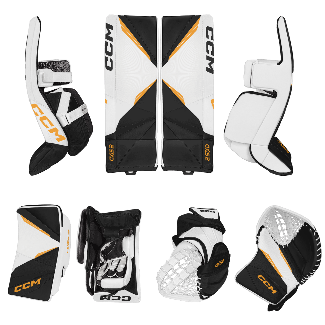 CCM Axis 2 Goalie Equipment - Total Custom Pro - Symmetrical Custom Design - Senior Boston Inspiration