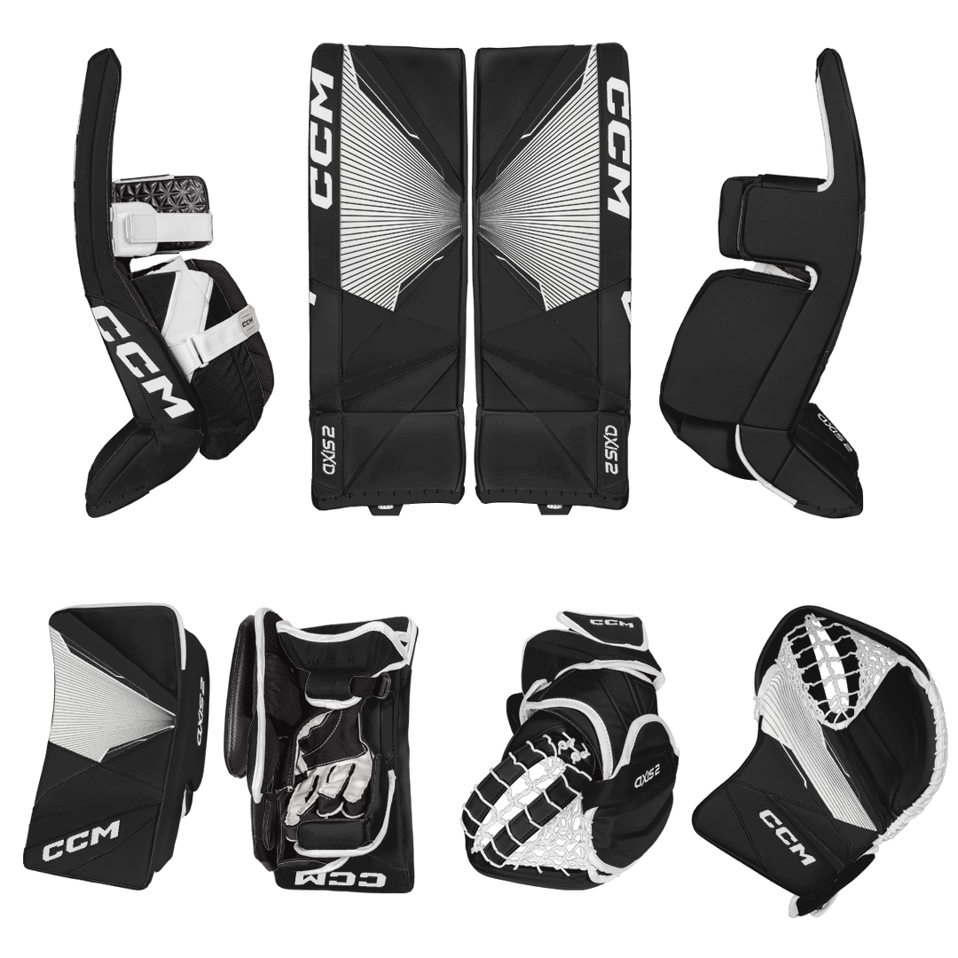 CCM Axis 2 Goalie Equipment - Total Custom - Symmetrical Custom Design - Senior Black/White Inspiration