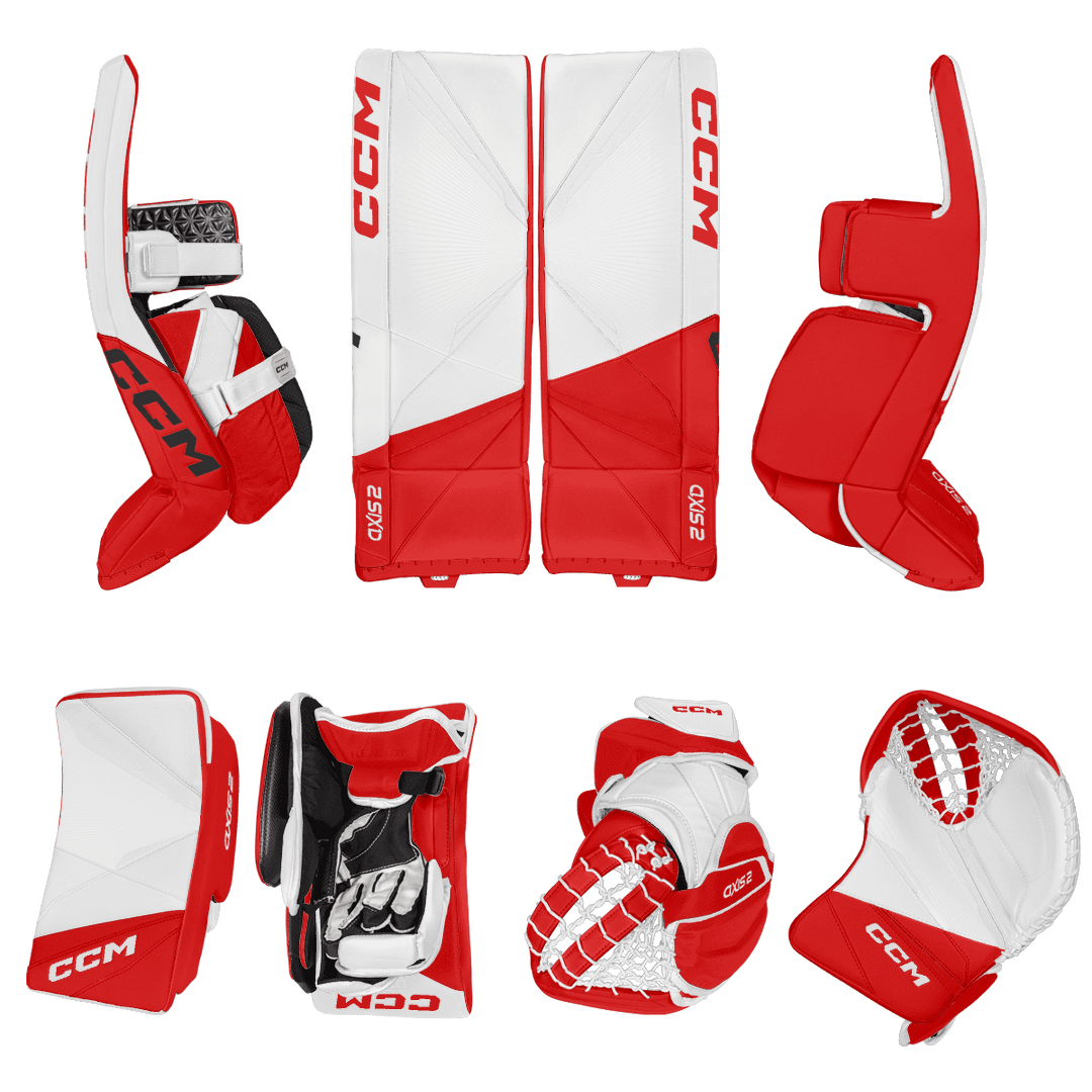 CCM Axis 2 Goalie Equipment - Total Custom - Asymmetrical Custom Design - Intermediate Detroit Inspiration