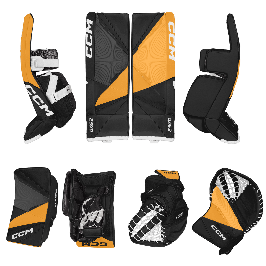CCM Axis 2 Goalie Equipment - Total Custom - Asymmetrical Custom Design - Intermediate Boston Inspiration